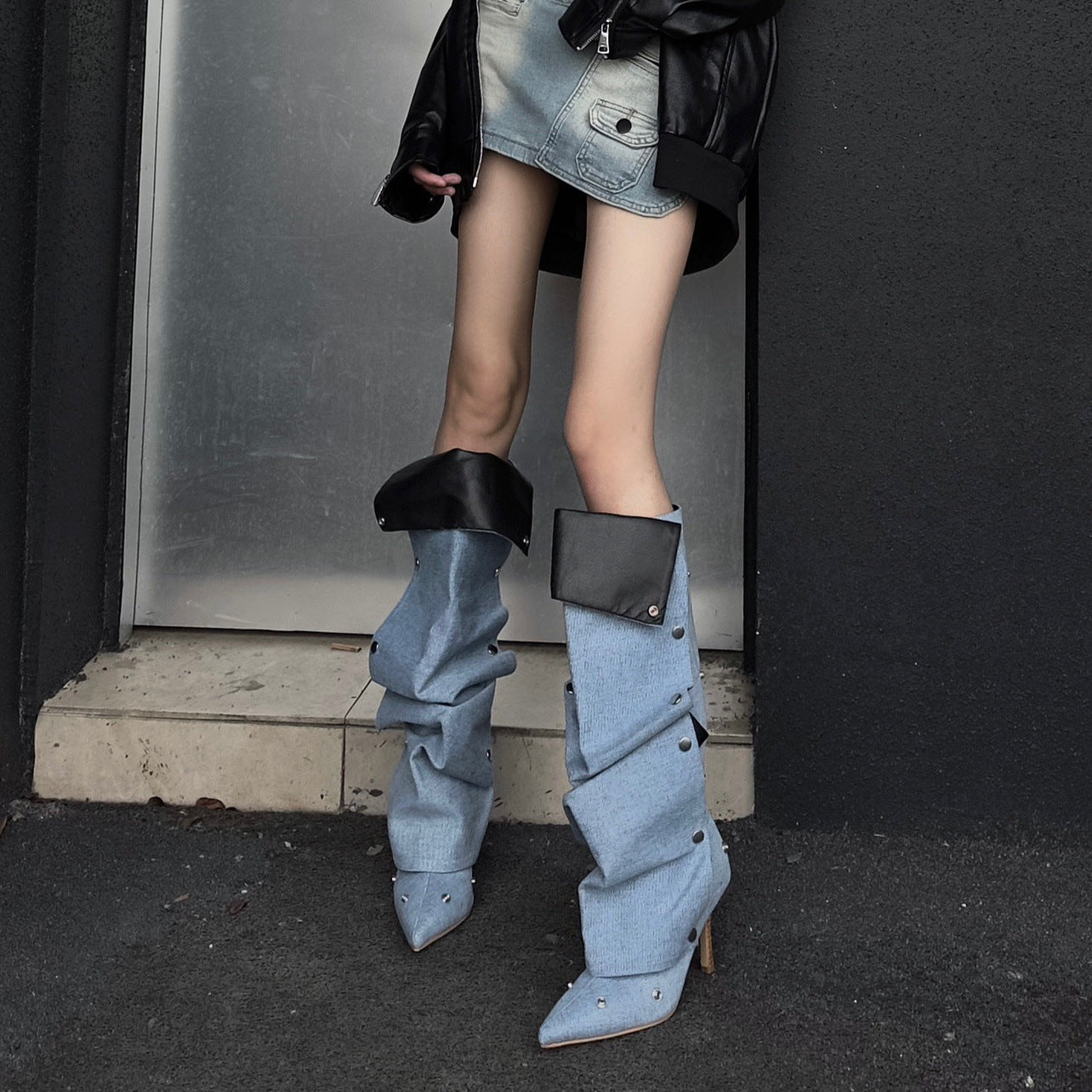 Damen Stylishe Overknee-Stiefel mit innovativem Design und elegantem Absatz ModeGeist