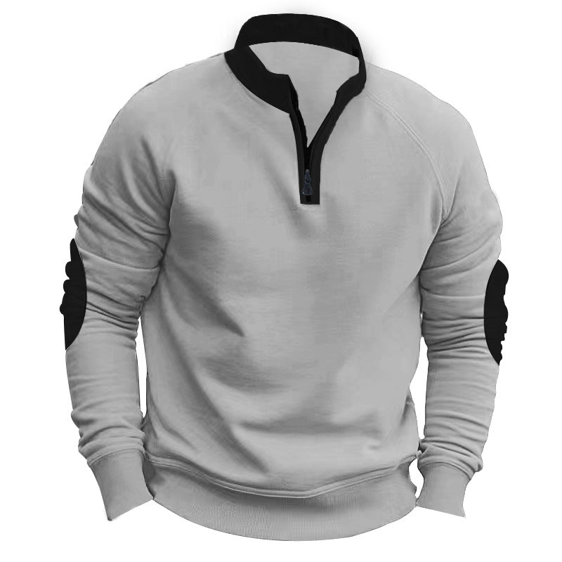 Herren sportlicher Pullover mit Viertelreißverschluss und stylischen Kontrastärmel ModeGeist
