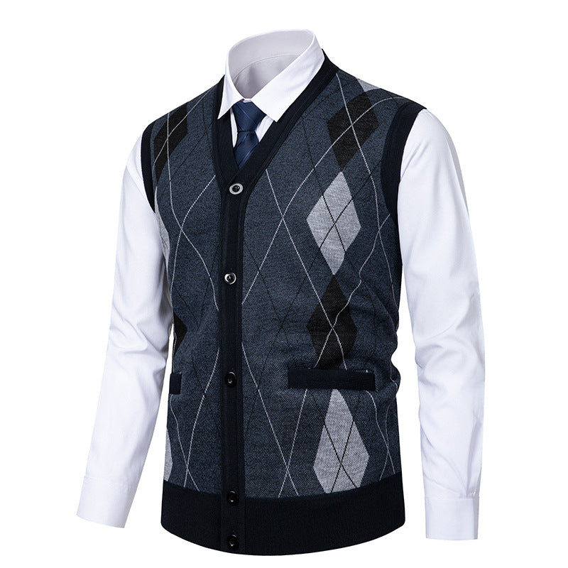 Herren edle Strickjacke mit modernem Rautenmuster ModeGeist