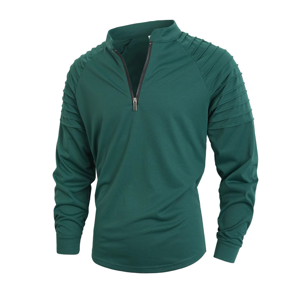 Herren Langarmshirt mit modernem Stehkragen und Reißverschluss ModeGeist
