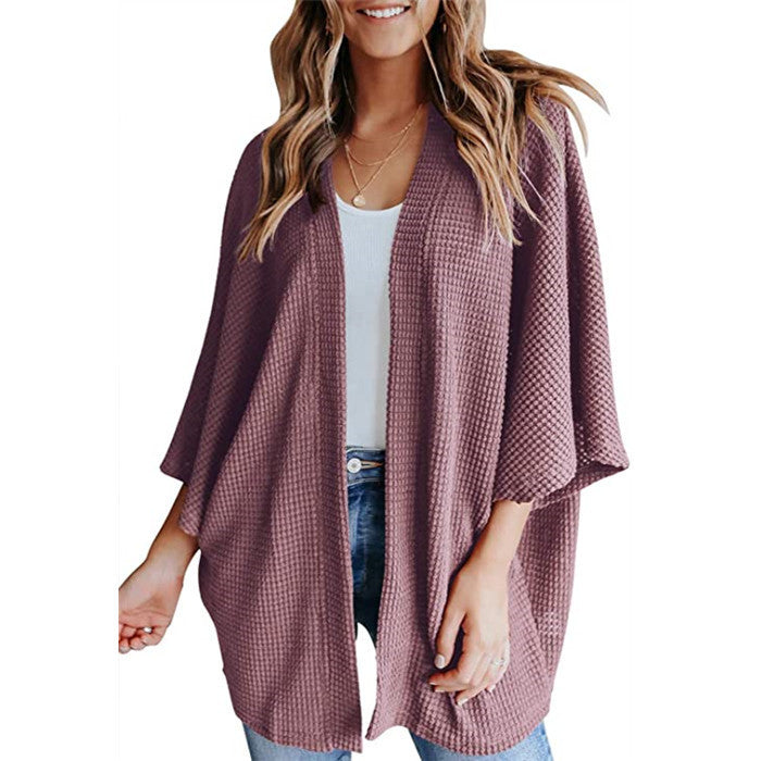 Damen lässiger Strickjacke im Waffelmuster ModeGeist