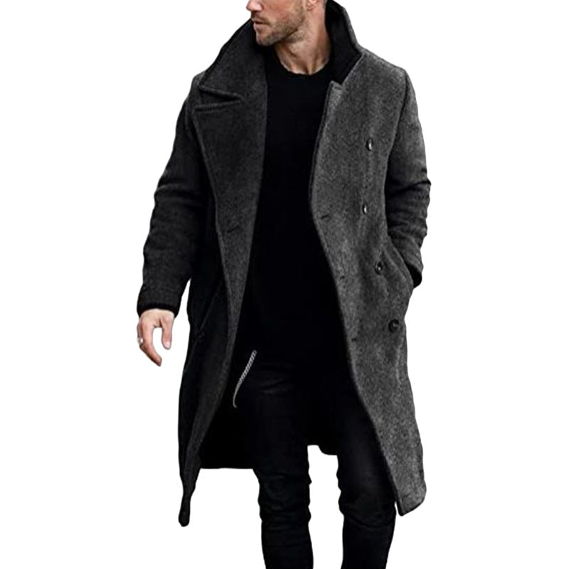 Herren trendiger Wollmantel mit strukturierter Oberfläche und praktischen Taschen ModeGeist