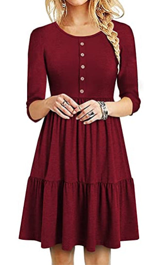Modegeist Damenkleid: Freizeitkleid mit Knopfleiste und Volant