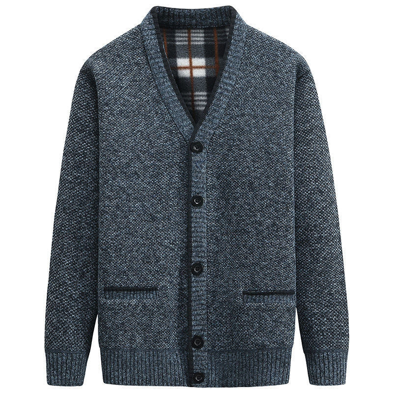 Herren stilvolle Strickjacke mit V-Ausschnitt und liebevollen Details ModeGeist