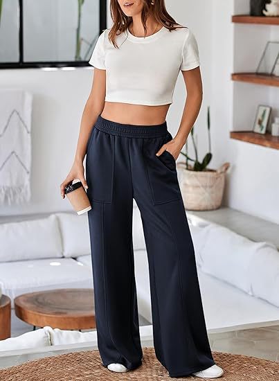 Damen Bequeme und stilvolle Freizeit-Hosen mit elastischem Bund und praktischen Taschen ModeGeist
