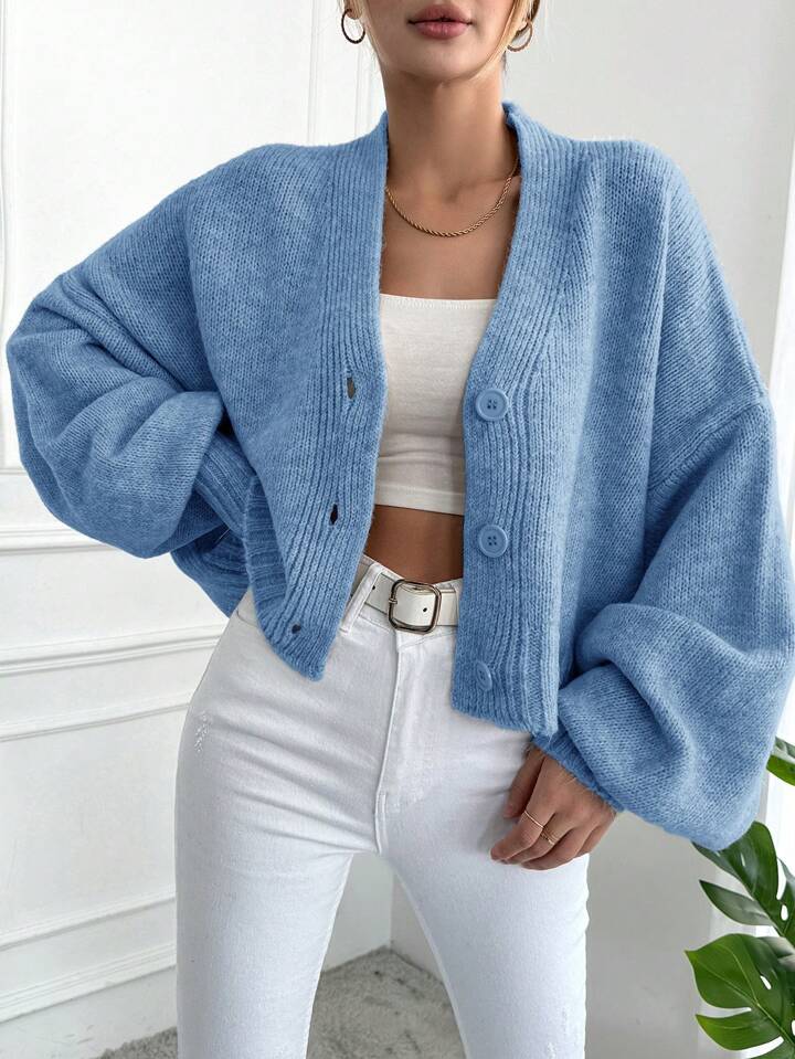 Damen Oversized Strickjacke mit Knopfdesign und weitem Schnitt ModeGeist
