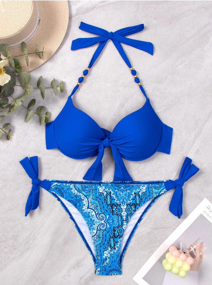 Bikini-Set für Damen mit modischem Band und Mustermix von MODEGEIST
