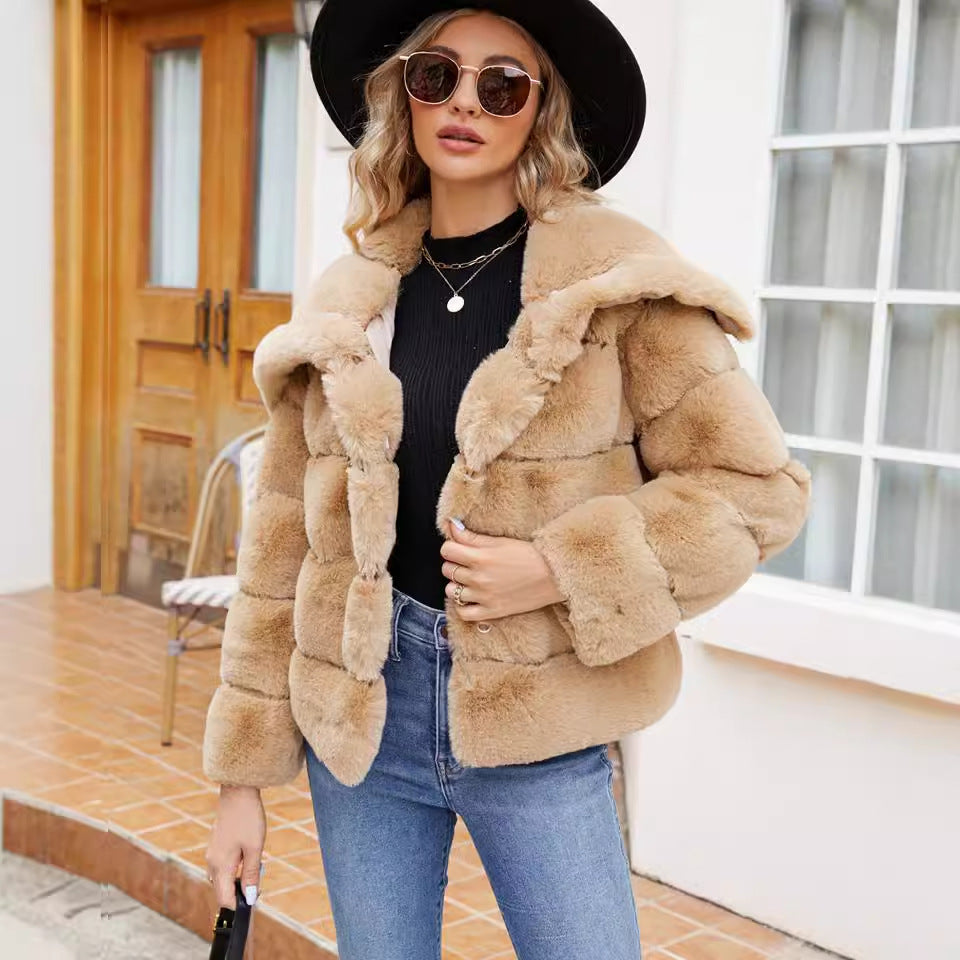 Damen Fleece-Puffjacke mit Kapuze ModeGeist