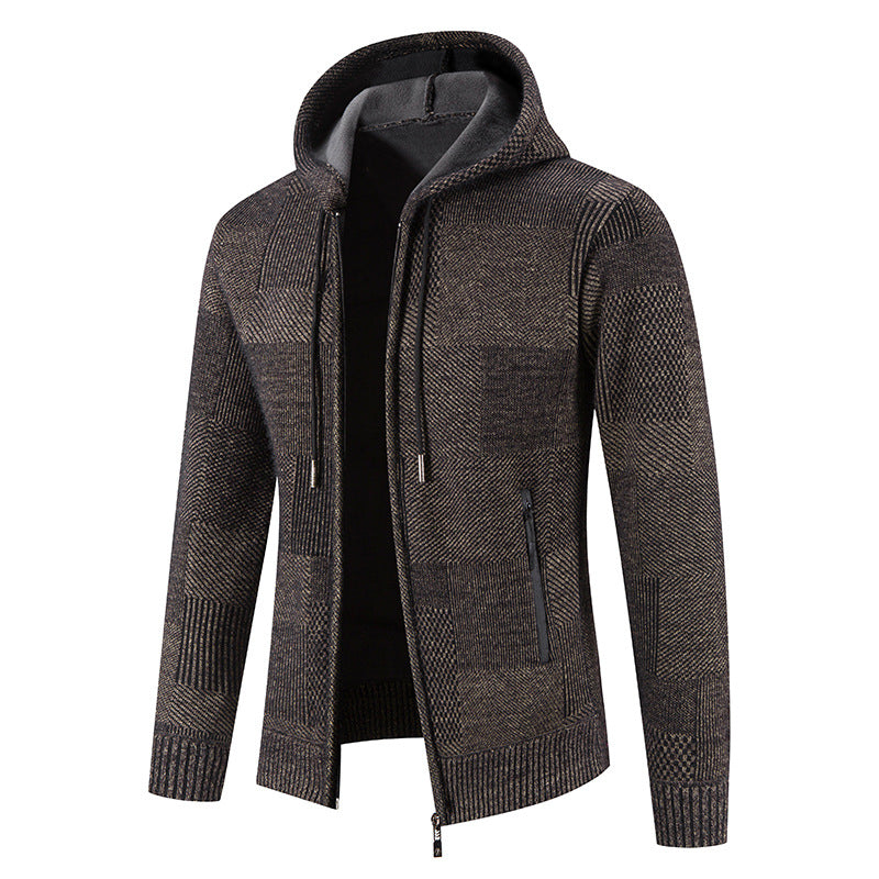 Herren Strickjacke mit Kapuze und modernen Strukturelementen ModeGeist