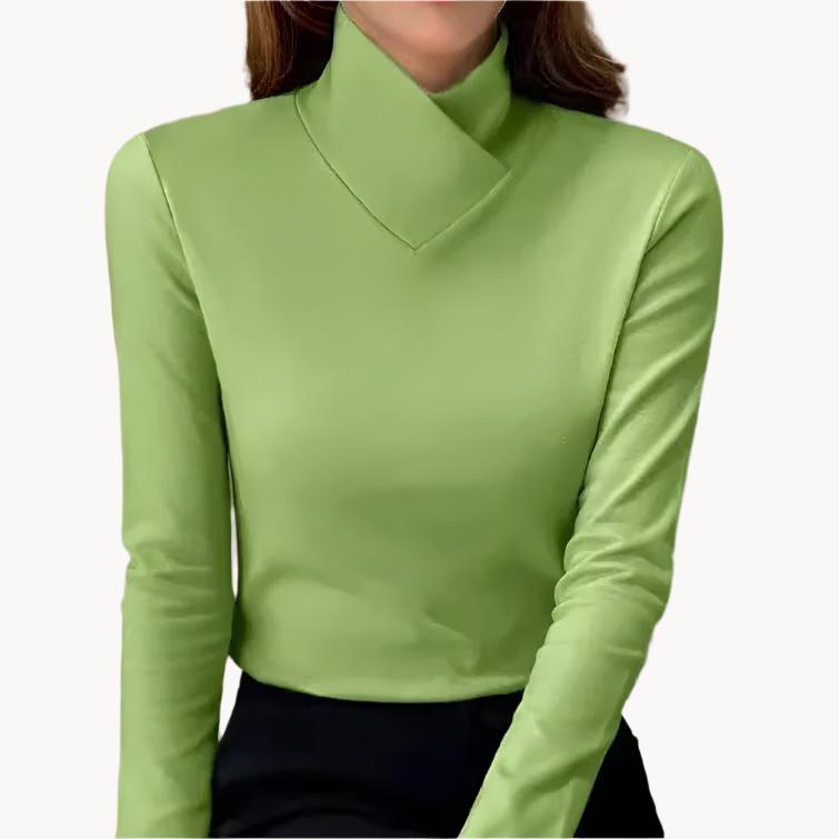 ModeGeist | Bluse mit Asymmetrischem Kragen Langarm-design Elegant und Modern
