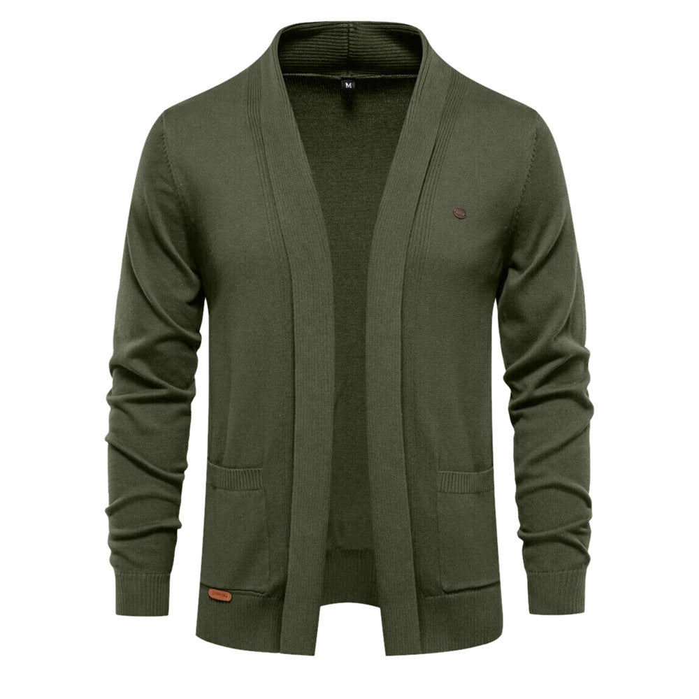 Herren angenehme Strickjacke mit offenem Kragen und praktischen Taschen ModeGeist