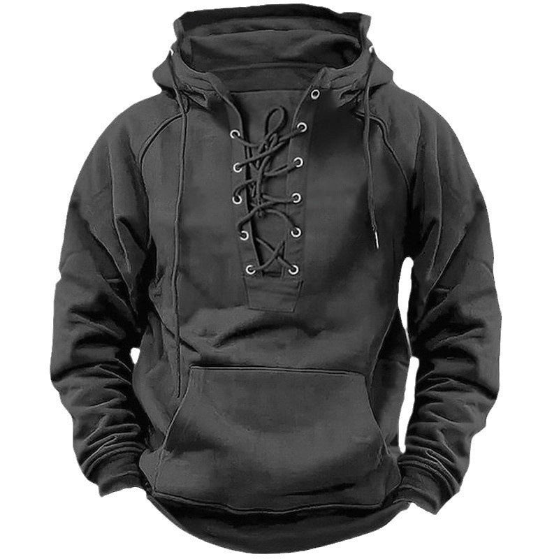 Herren Kapuzenpullover mit modernem Schnürdesign und weichem Innenfutter ModeGeist