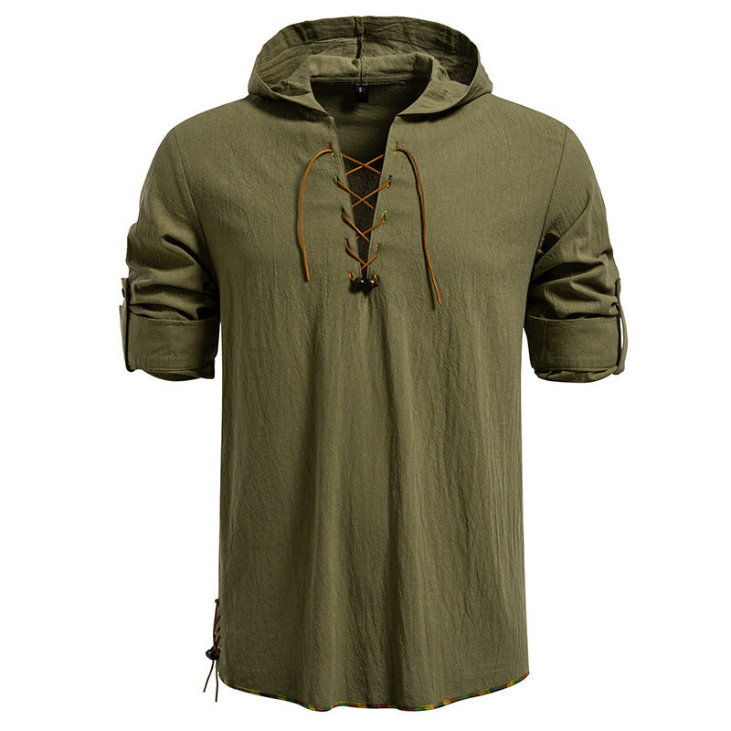 Herren Kaptuzenbluse mit einzigartigem Schnürdesign ModeGeist