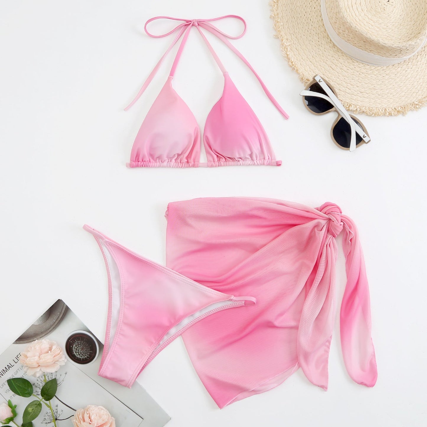 Modegeister Damen Bikini mit floralem Muster und Wickelrock