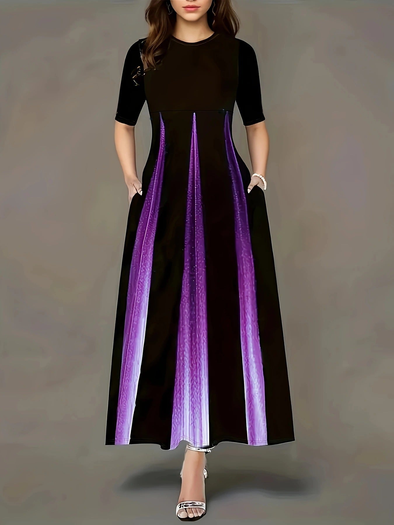 Damen Maxikleid mit modernem Farbverlauf und praktischen Seitentaschen ModeGeist
