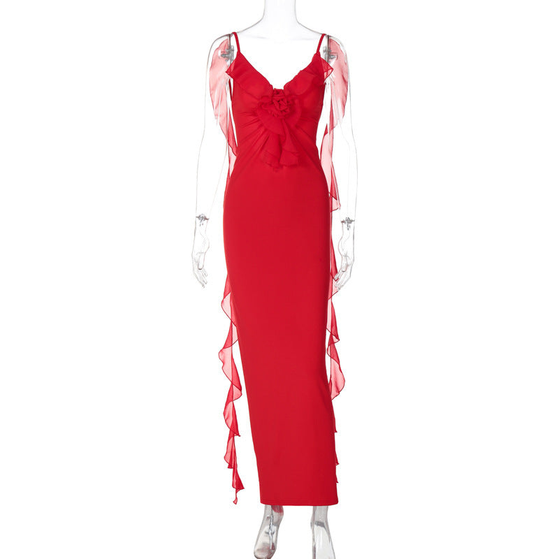 Modegeistig: Etui-Kleid für Damen mit transparenten Rüschen