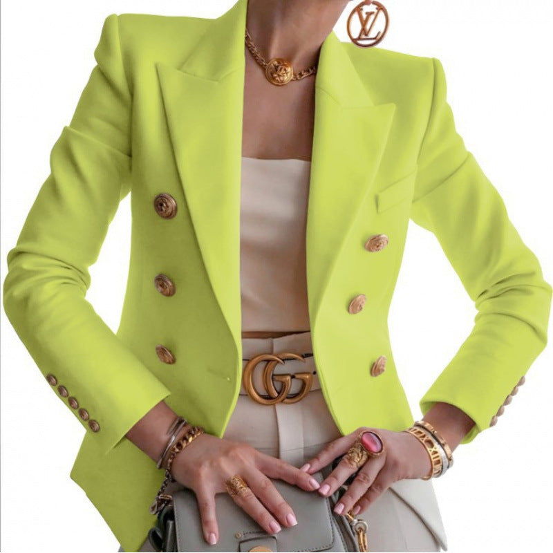 Damen Edler Blazer mit Goldknopf-Detail und klassischem Schnitt ModeGeist