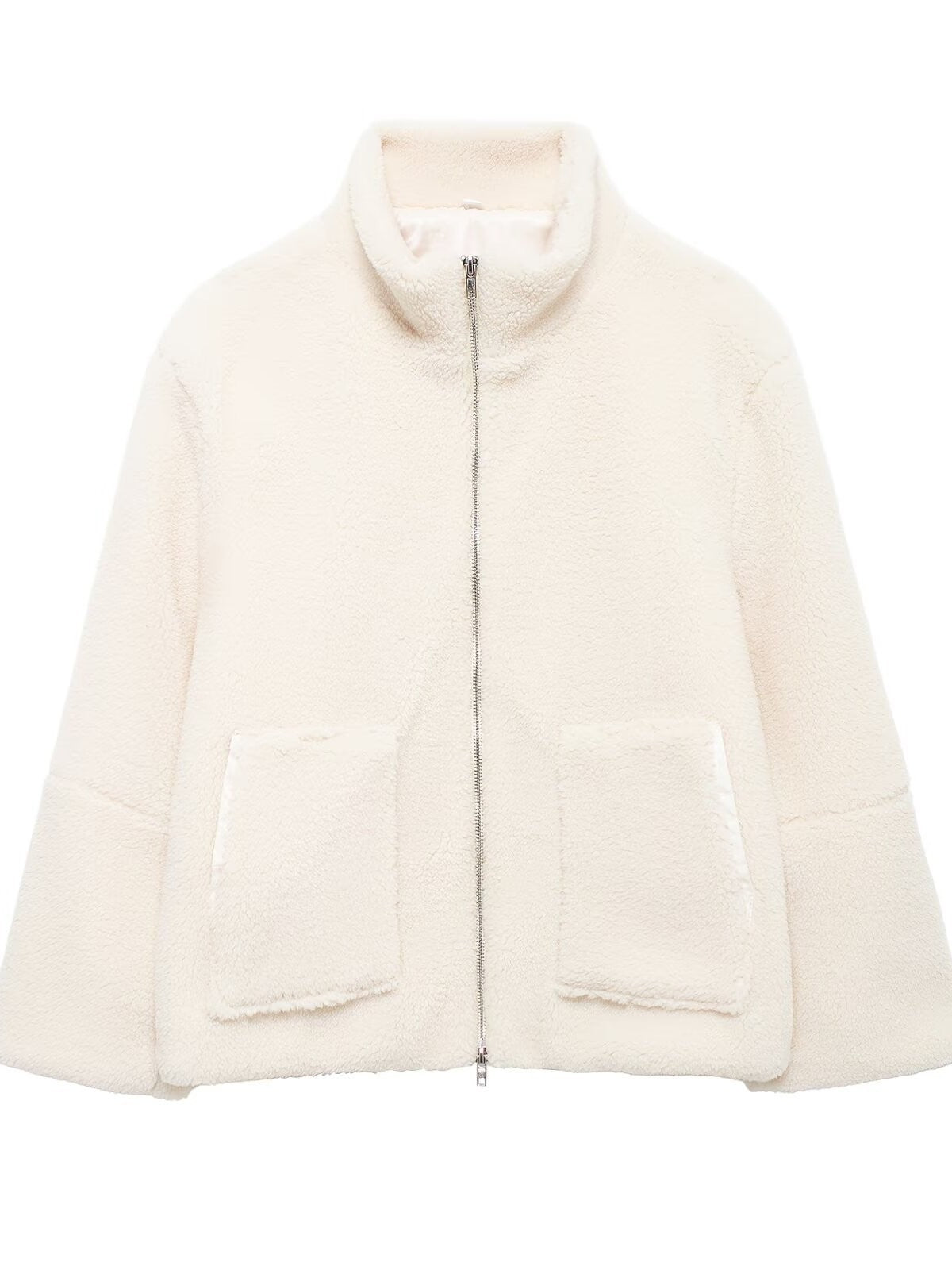 Damen kuschelige Fleecejacke mit hohen Kragen und praktischen Taschen ModeGeist