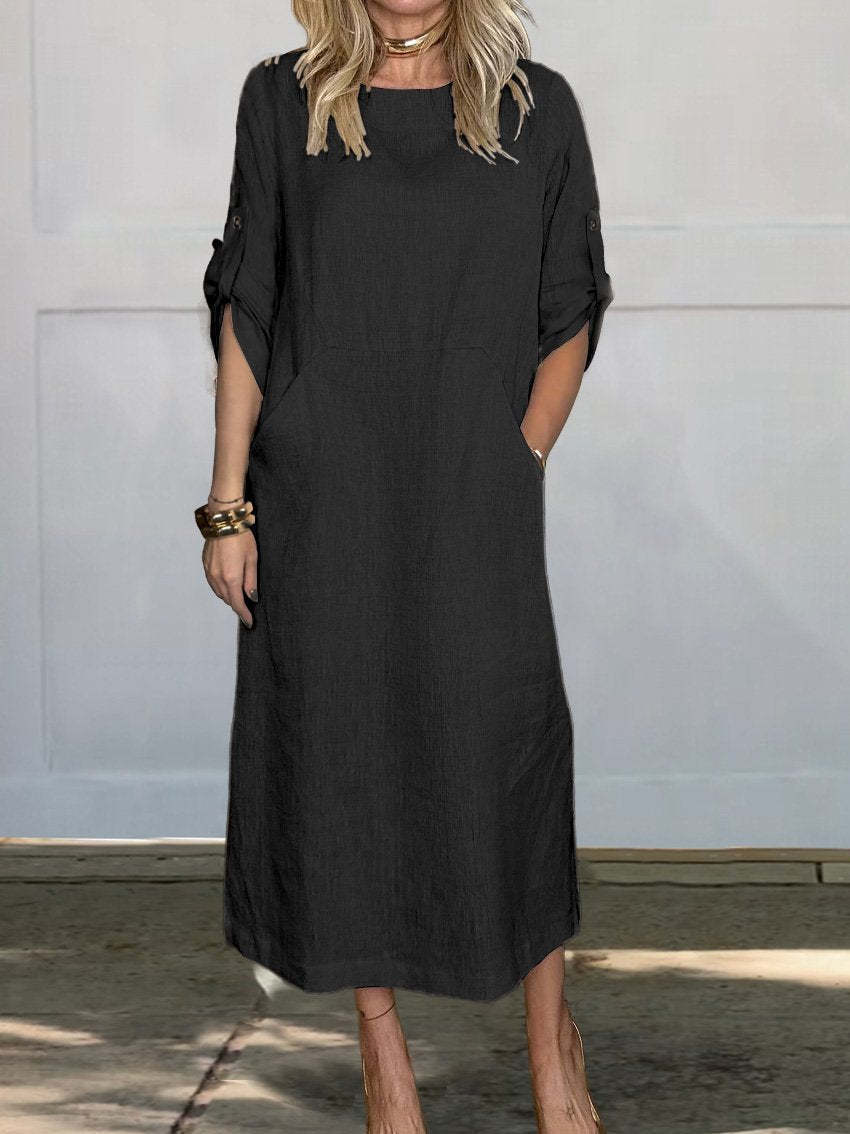 Lässiges Damen-Midi-Kleid mit Taschen von MODEGEIST