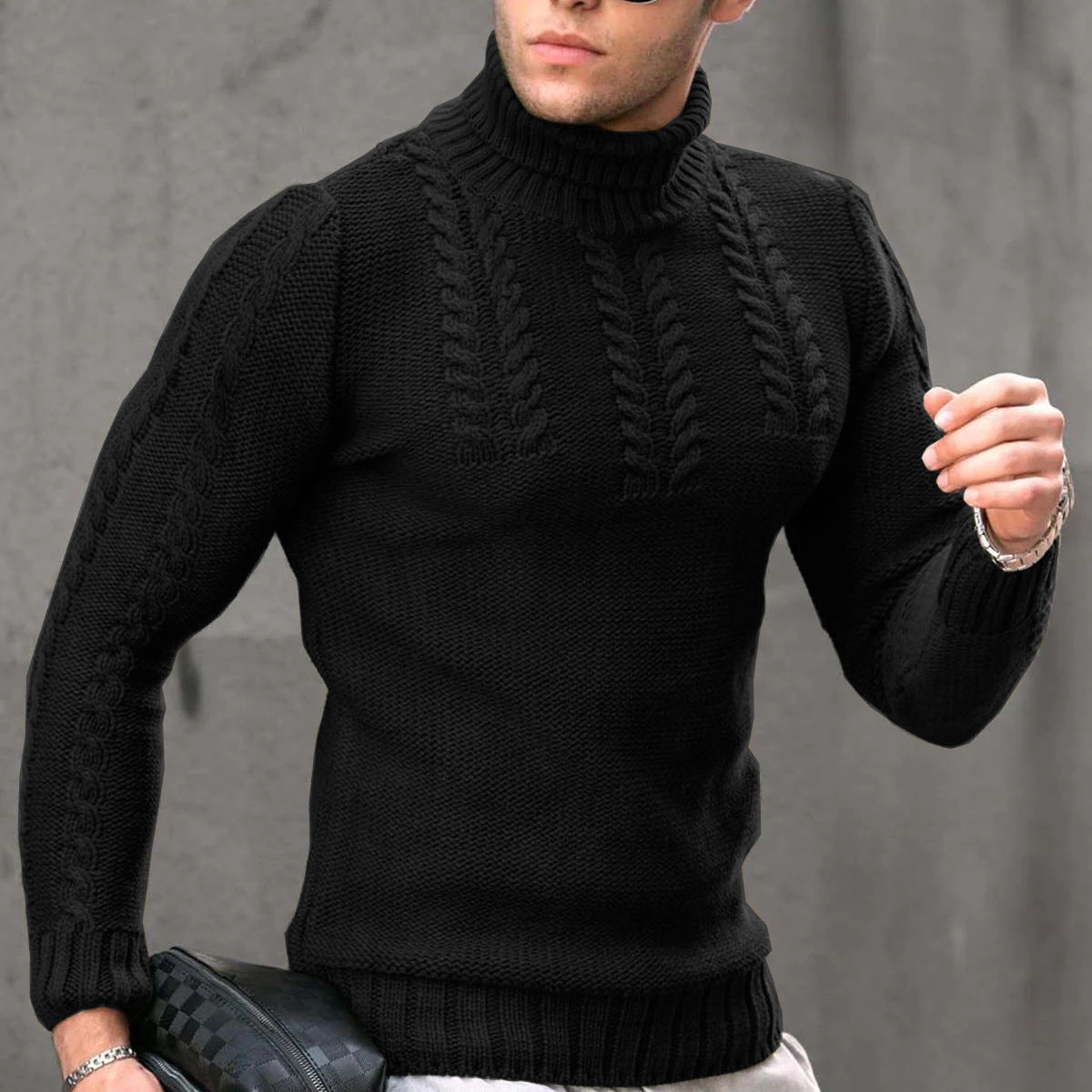 Herren Strickpullover mit hochstehendem Kragen ModeGeist