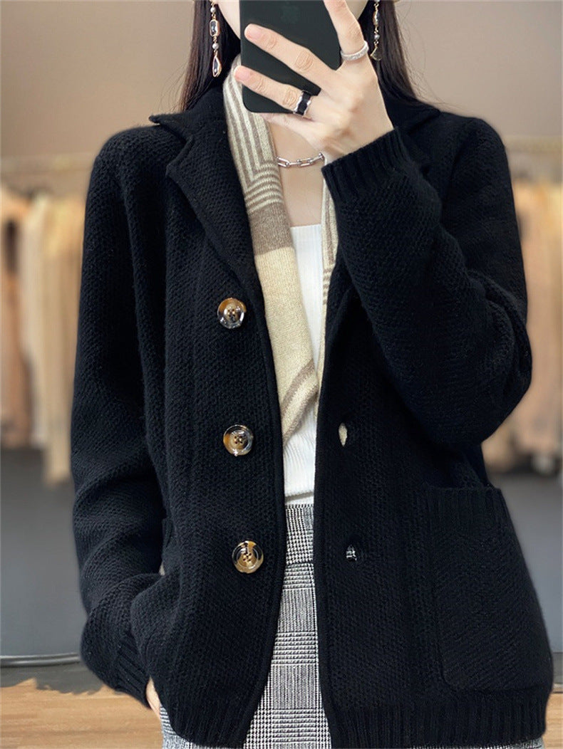 Damen Strickjacke mit oversized Schnitt und lässigem Kragen ModeGeist