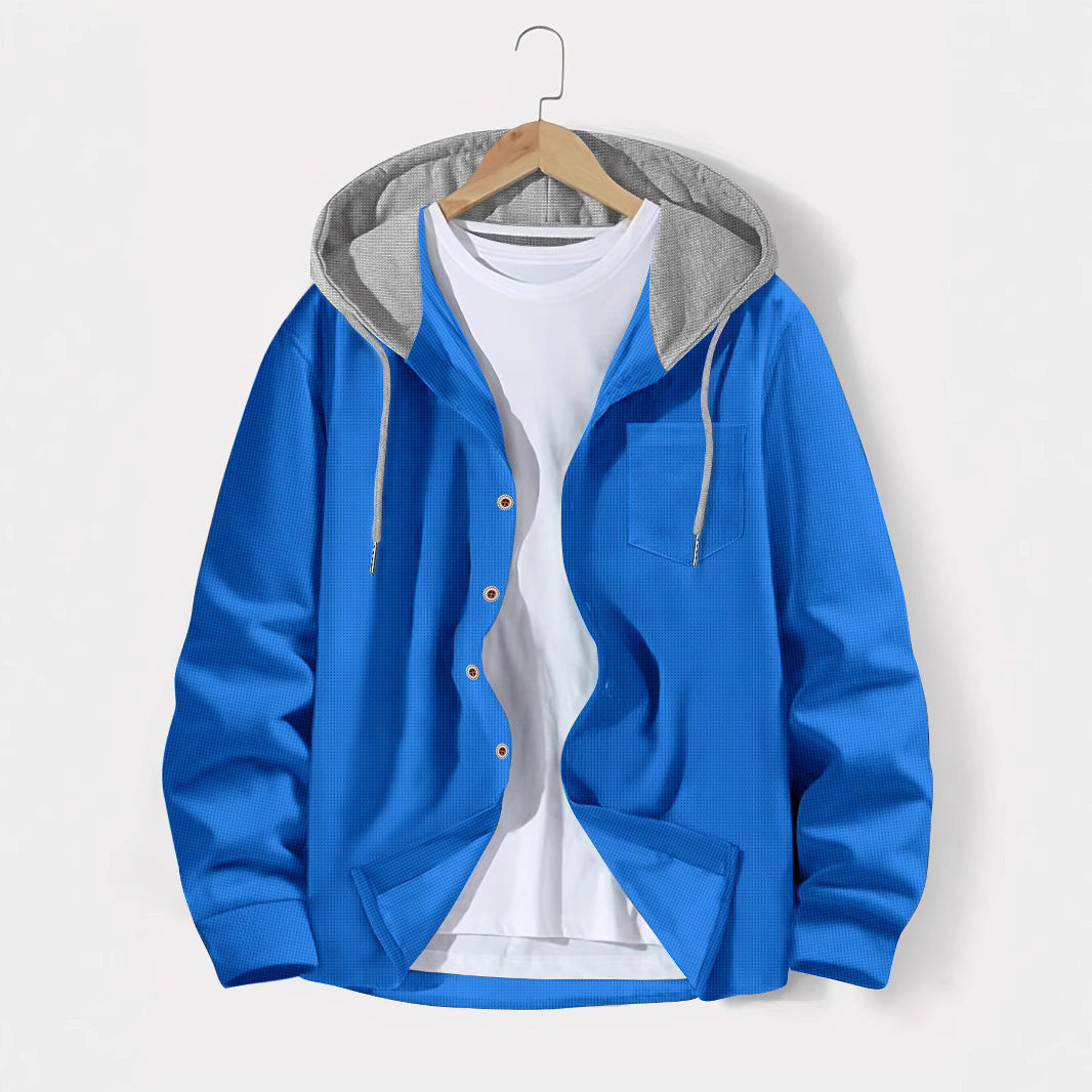 Herren lässige Jacke mit Kapuze und Karomuster ModeGeist