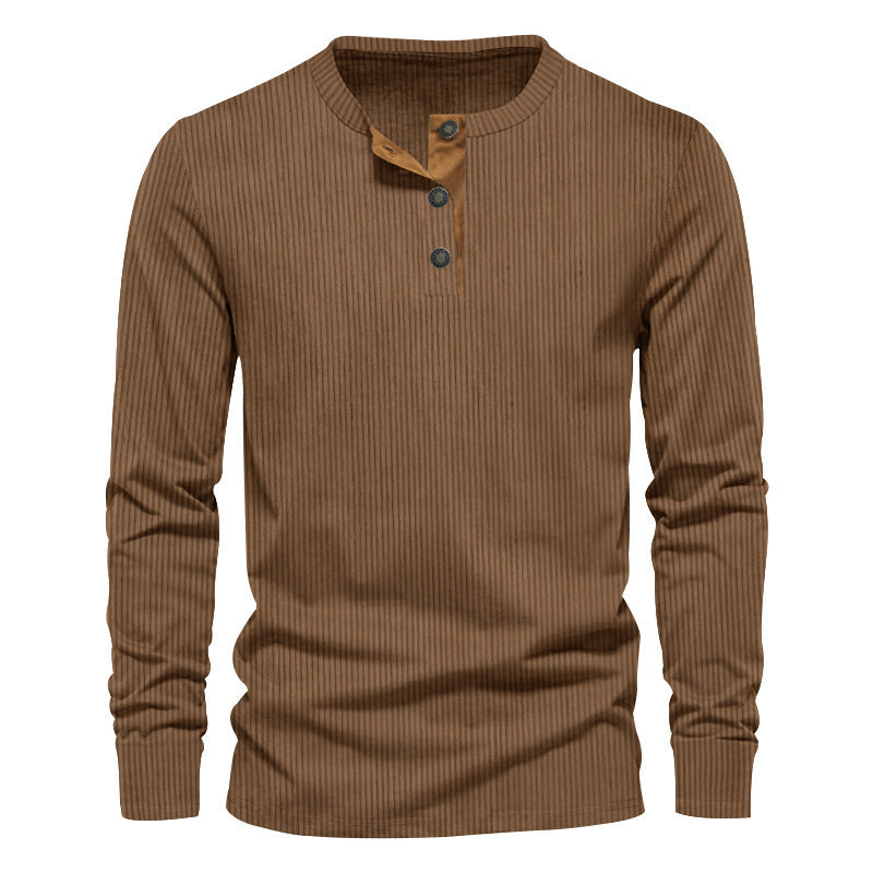 Herren lässiges Langarmshirt mit Knopfleiste und Rippstruktur ModeGeist