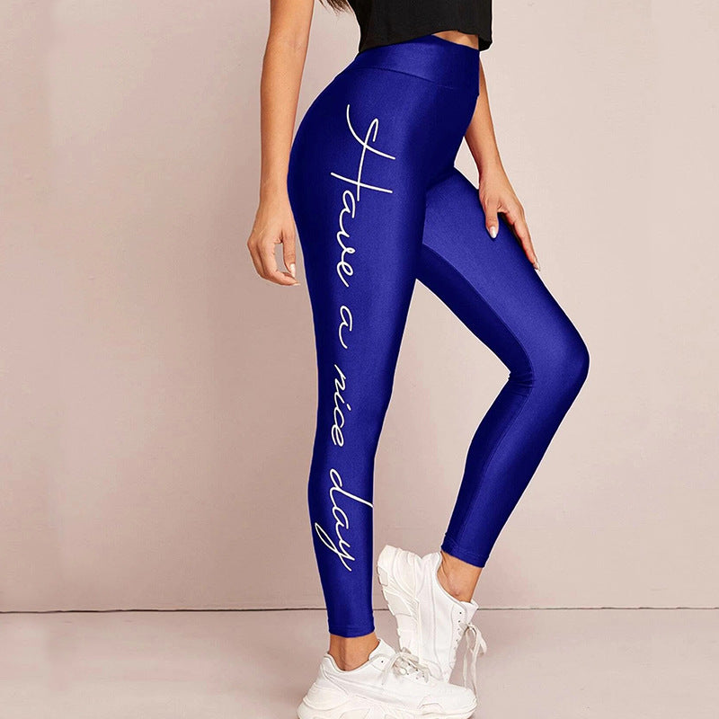 Damen Sportleggings mit inspirierendem Schriftzug und hohem Bund ModeGeist
