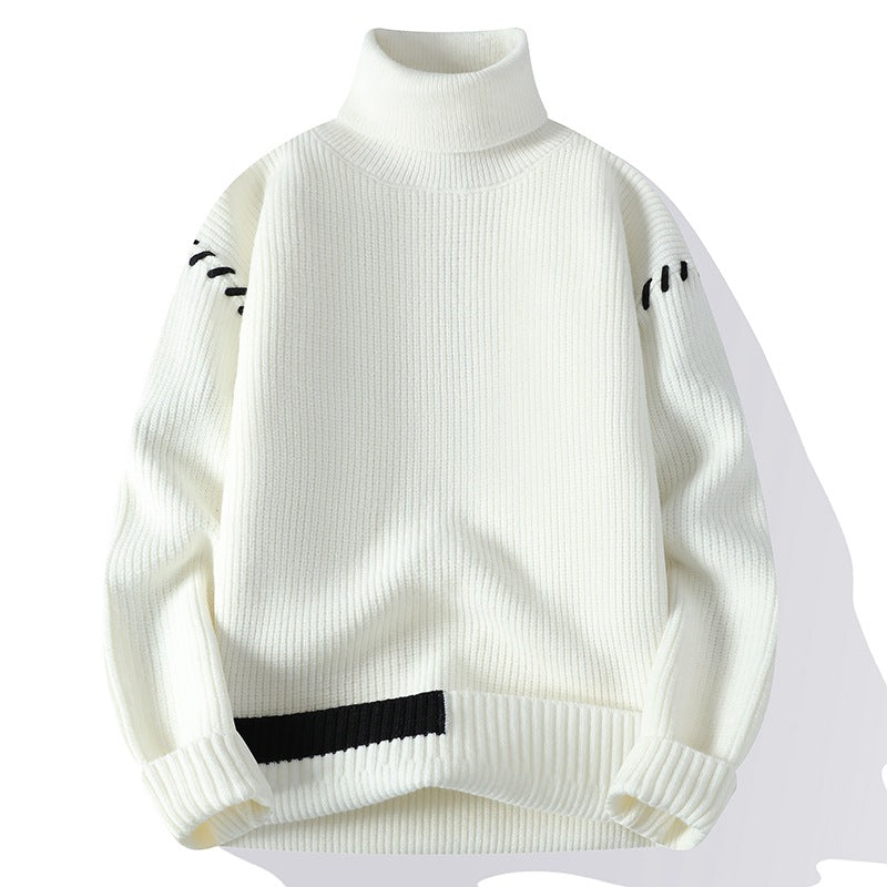 Damen Grober Rollkragenpullover mit dekorativen Ärmeldetails ModeGeist