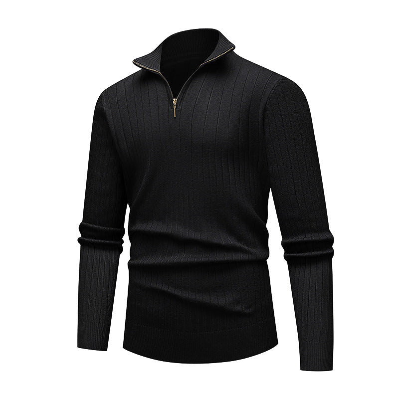 Herren hochwertiger Strickpullover mit modernem Stehkragen und Reißverschluss ModeGeist