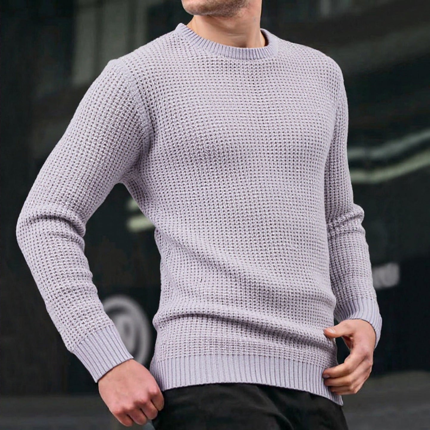 Herren lockerer Strickpullover mit Waffelmuster ModeGeist