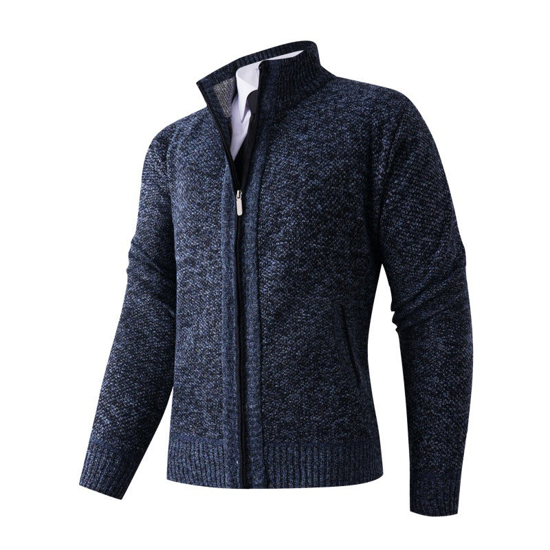 Herren stylische Strickjacke mit hohem Kragen und praktischen Taschen ModeGeist