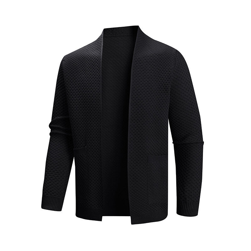 Herren Strickjacke mit modernem Strukturmuster und praktischen Taschen ModeGeist