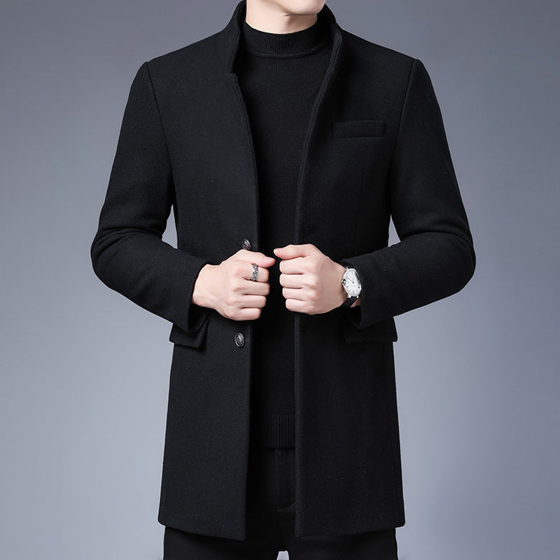 Herren moderner Wollmantel mit Stehkragen ModeGeist