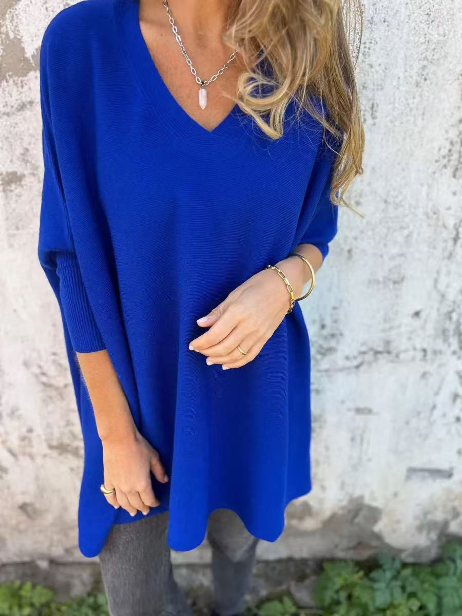 Damen Oversized V-Ausschnitt Pullover im luftigen Design ModeGeist