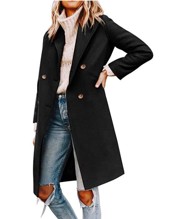 Damen eleganter und zugleich lässiger Mantel mit doppelter Knopfleiste ModeGeist