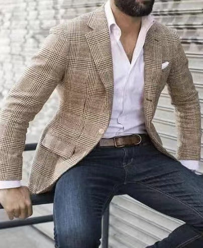 Herren eleganter Leinenblazer mit schmalem Schnitt ModeGeist