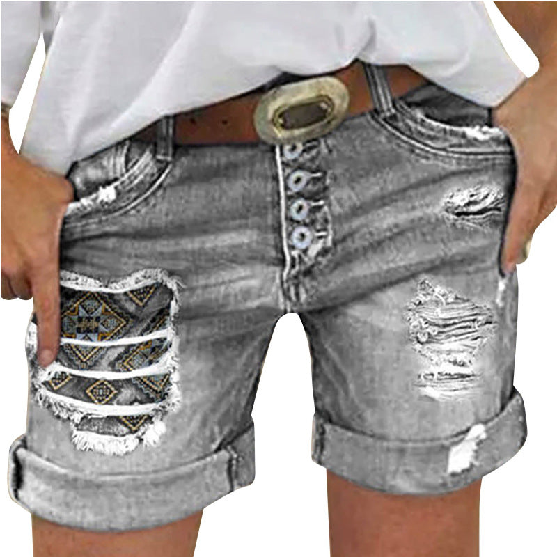 Damen Jeans-Shorts mit lässigem Fransen-Design und modischen Applikationen ModeGeist