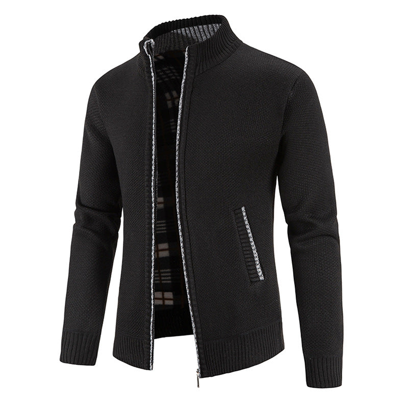 Herren modische Strickjacke mit hochgeschlossenem Kragen und praktischen Taschen ModeGeist