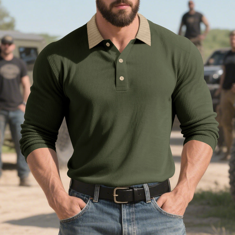 Herren langärmliges Poloshirt mit strukturiertem Design und klassischem Kragen ModeGeist