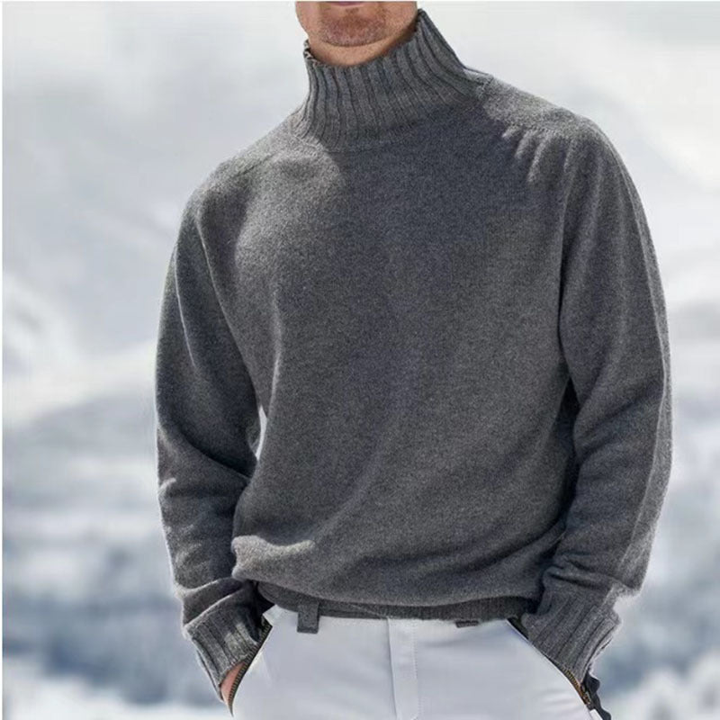 Herren Rollkragenpullover aus hochwertiger Wolle mit strukturierten Details ModeGeist