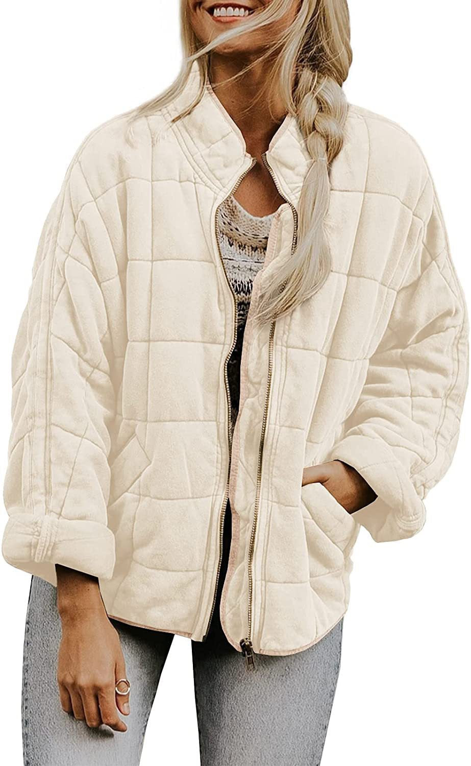 Damen gesteppte Kapuzenjacke mit Reißverschluss und Taschen ModeGeist