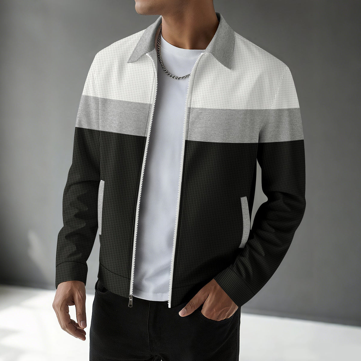Herren modische Bomberjacke mit strukturiertem Design und Kontraststreifen ModeGeist