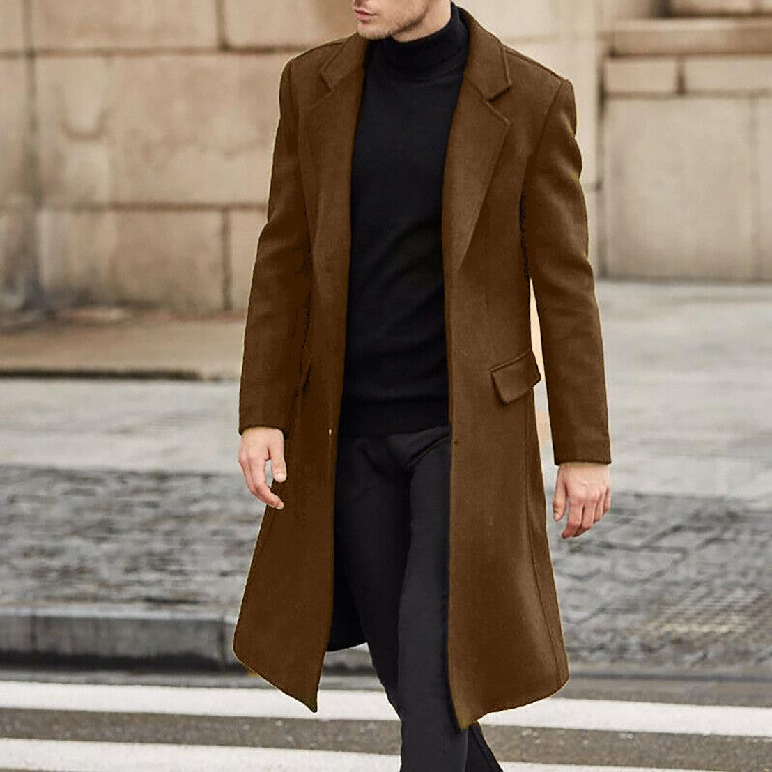 Herren eleganter lang geschnittener Wollmantel ModeGeist