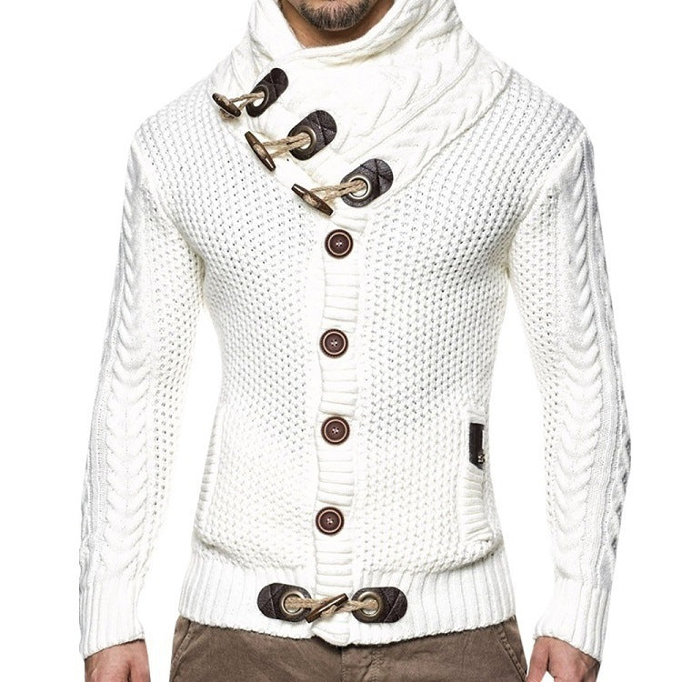 Herren Strickjacke mit asymmetrischem Kragen und einzigartigem Knopfdesign ModeGeist