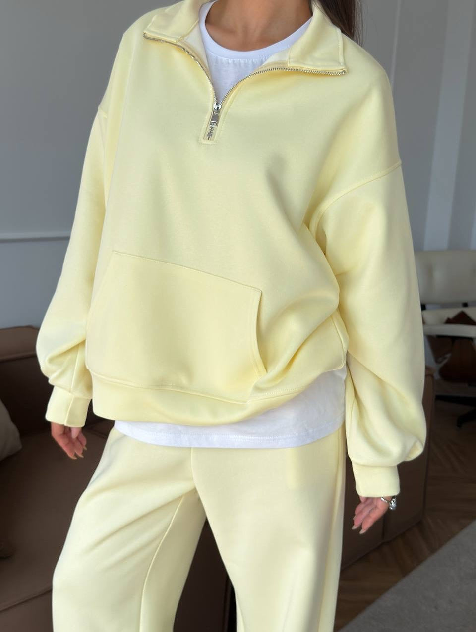 ModeGeist | Halbhals Pullover Sweatshirt und Weit Geschnittene Hose Zweiteiler Anzug