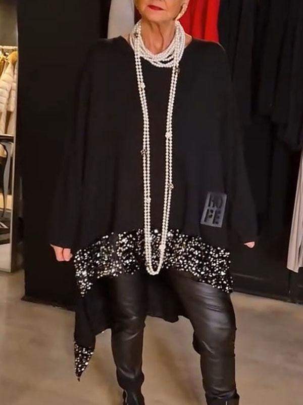 Damen Elegantes und fließendes asymmetrisches Strickoberteil ModeGeist