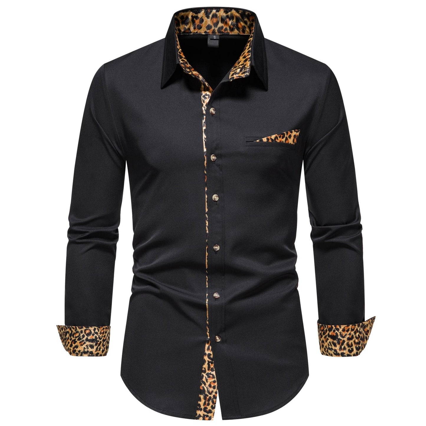 Herren elegantes Langarmhemd mit Leopardenmuster ModeGeist