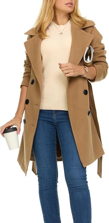 Damen Trenchcoat mit asymmetrischem Saum und breitem Kragen ModeGeist