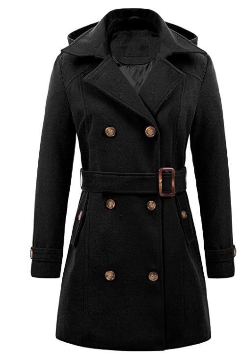 Damen eleganter Peacoat mit doppelter Knopfleiste und Taillengürtel ModeGeist